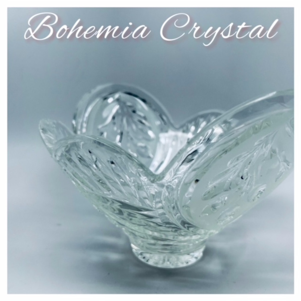 CZECH BOHEMIA CRYSTAL GLASS FRUIT CANDY BOWL